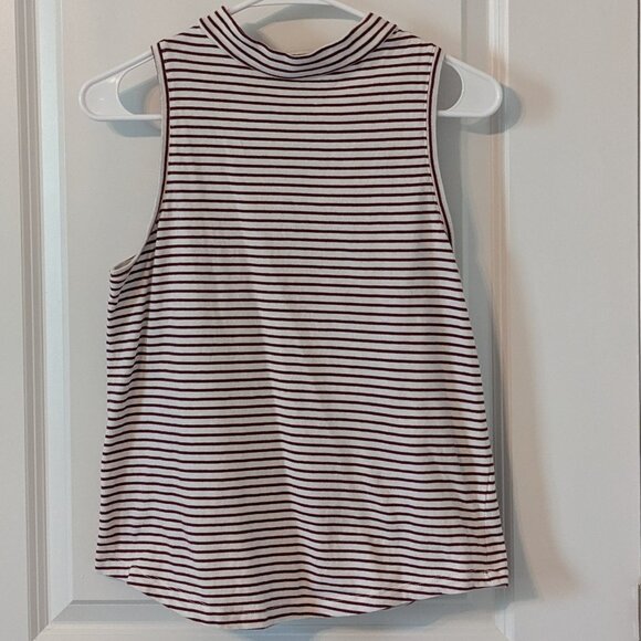 Universal Thread Tops - Universal Thread Red & White Striped Mock Neck Tank Top - Size Small